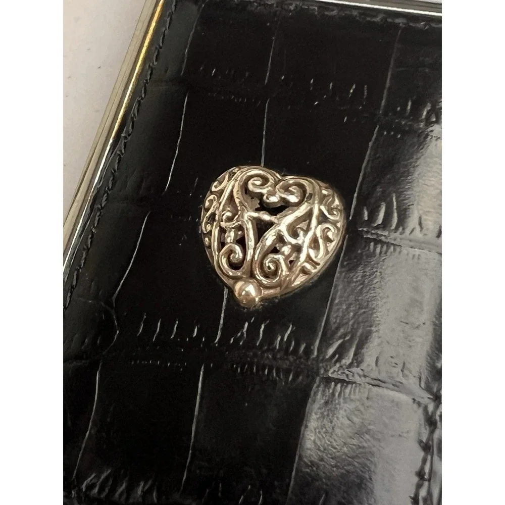 Brighton Black Croc Embossed Notepad Memo Holder Heart Pen Desk Accessory